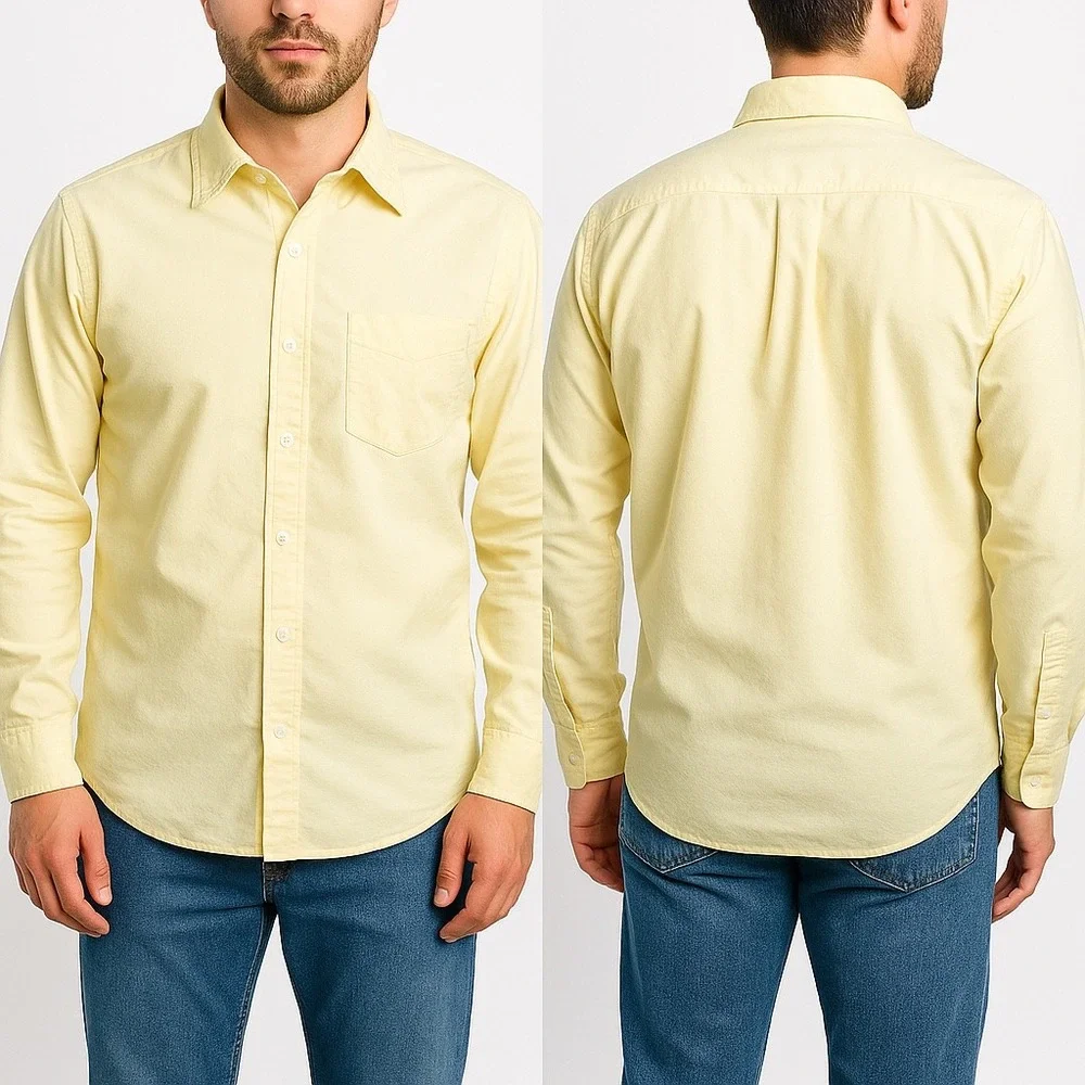 J. Crew Mens‎ XL Tall Yellow Cotton Long Sleeve Button Down Casual Shirt